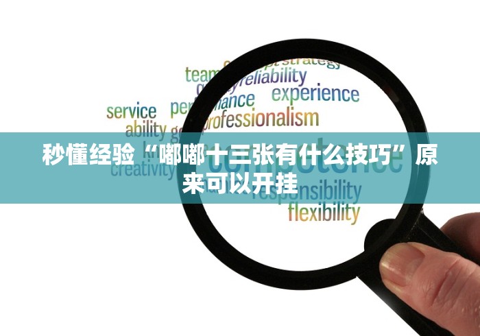 秒懂经验“嘟嘟十三张有什么技巧”原来可以开挂