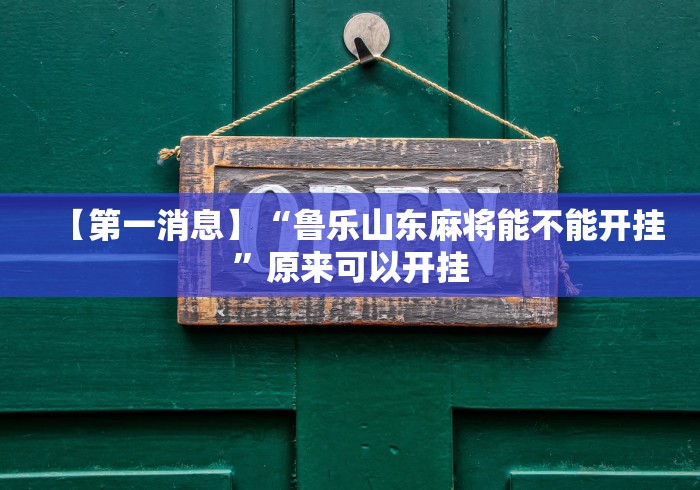 【第一消息】“鲁乐山东麻将能不能开挂”原来可以开挂