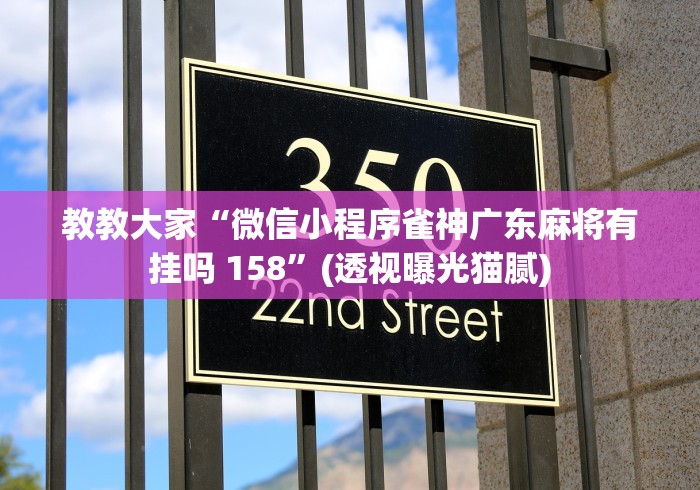 教教大家“微信小程序雀神广东麻将有挂吗 158”(透视曝光猫腻)