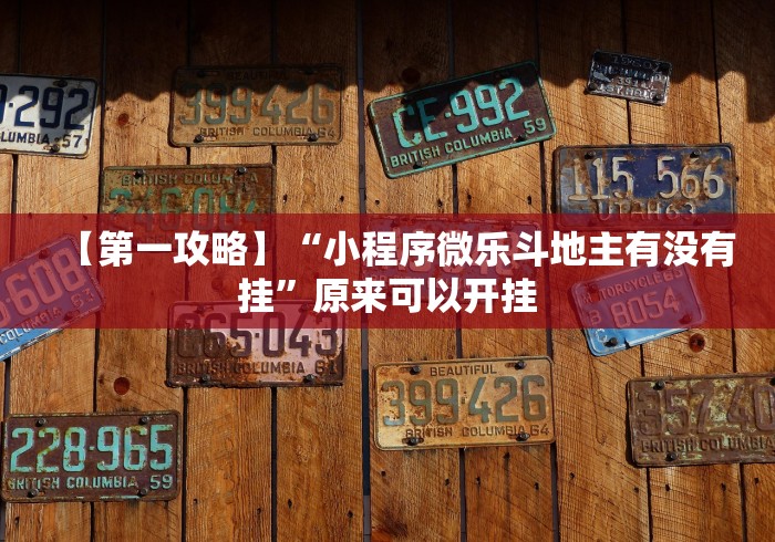 【第一攻略】“小程序微乐斗地主有没有挂”原来可以开挂