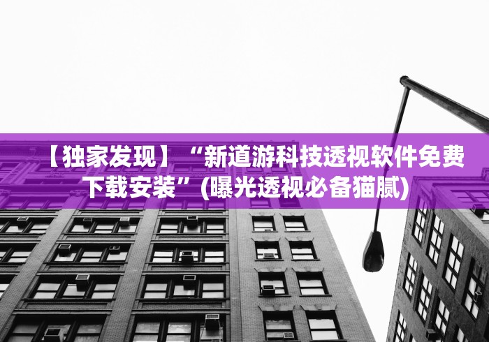 【独家发现】“新道游科技透视软件免费下载安装”(曝光透视必备猫腻)
