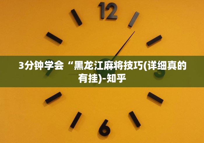 3分钟学会“黑龙江麻将技巧(详细真的有挂)-知乎 3分钟学会“黑龙江麻将技巧(详细真的有挂)-知乎