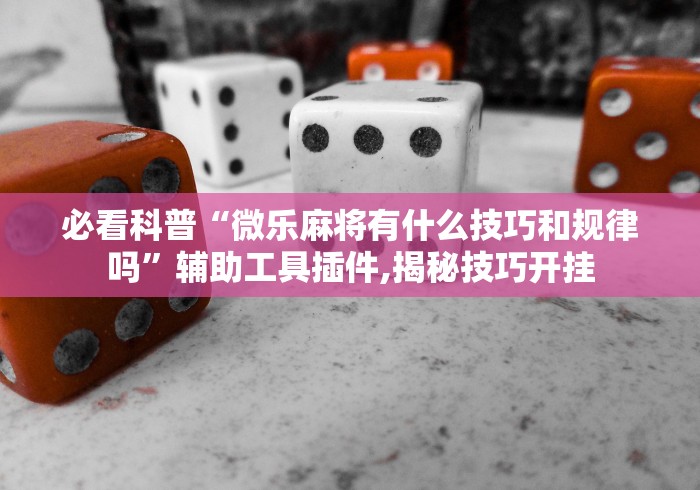 必看科普“微乐麻将有什么技巧和规律吗”辅助工具插件,揭秘技巧开挂