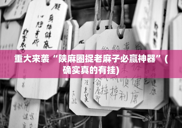 重大来袭“陕麻圈捉老麻子必赢神器”(确实真的有挂)